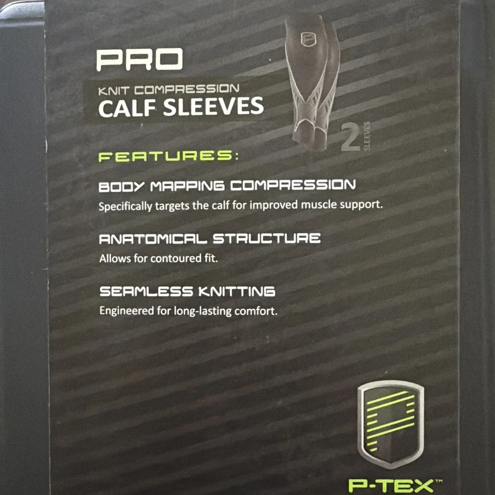 P-TEX Pro Knit Compression Calf Sleeves Black Gray Large Pair RN 104141